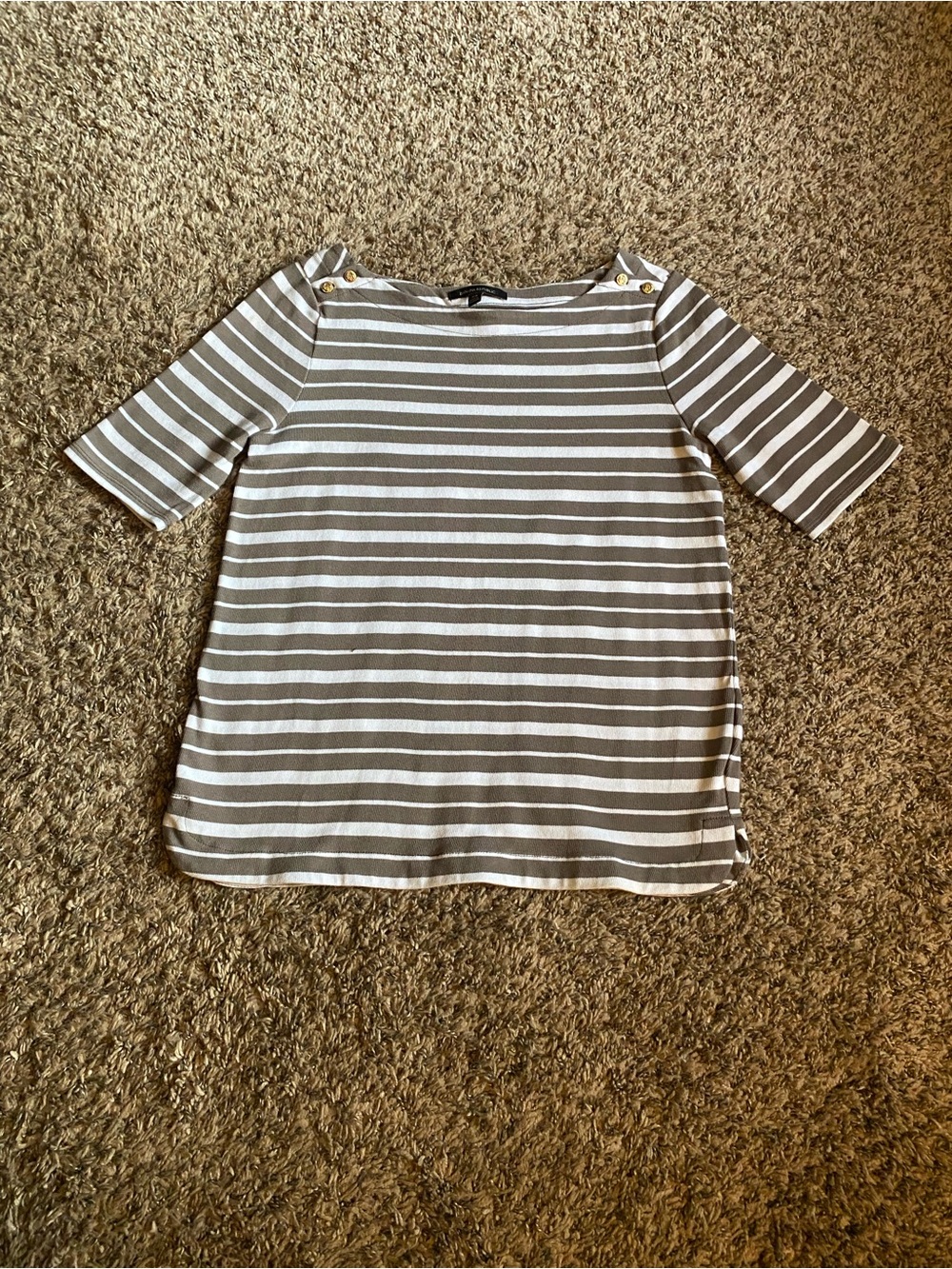 Banana Republic Tank Striped Anchor Button Shoulder Knit Blouse Size XS